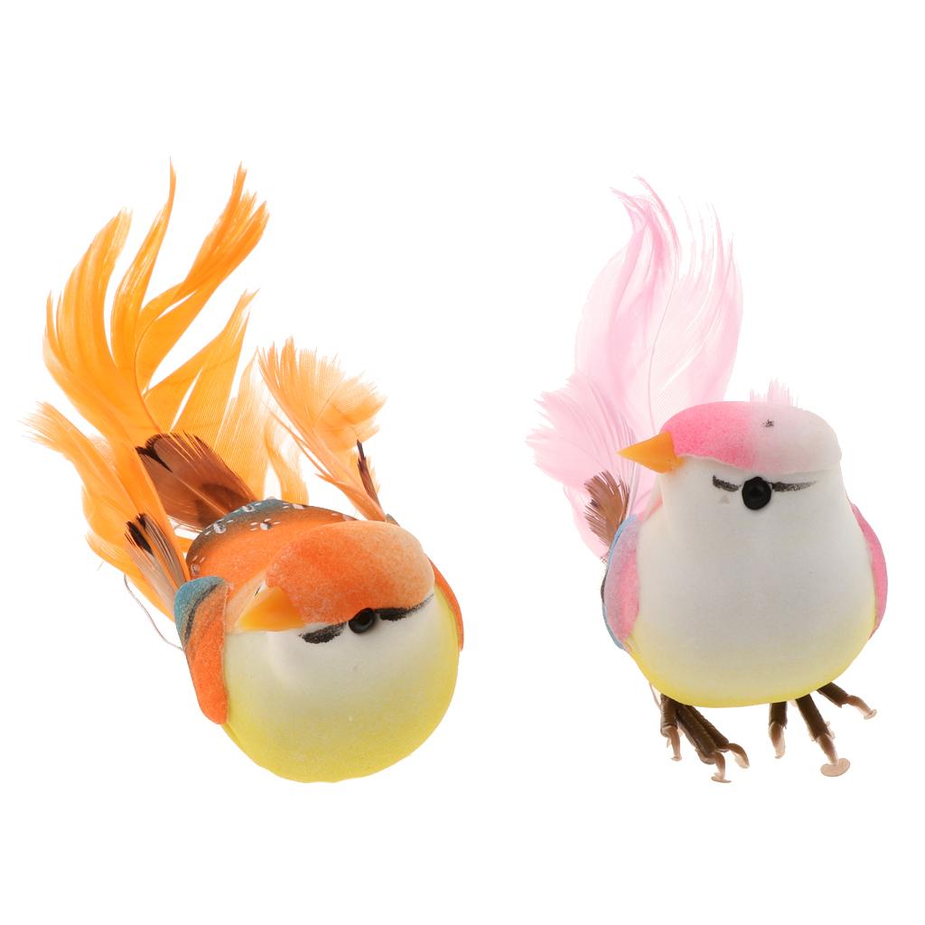 2pcs Artificial Birds Feather Foam Simulation Birds Home Decor with Clip