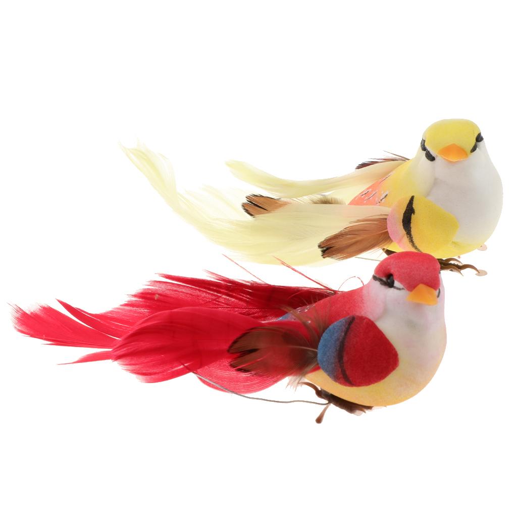 2pcs Artificial Birds Feather Foam Simulation Birds Home Decor with Clip