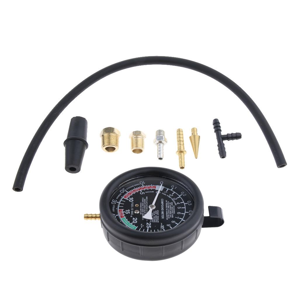 Automotive Car Fuel Pump Vacuum Tester Carburetor Valve Pressure Gauge Kit