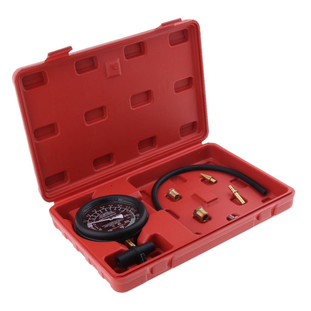 Automotive Car Fuel Pump Vacuum Tester Carburetor Valve Pressure Gauge Kit