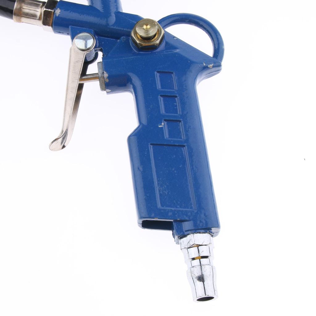 Vehicle Tire Inflator With Air Pressure Gauge Chuck Flexible Hose Blue, Zinc alloy inflator body, solid and durable