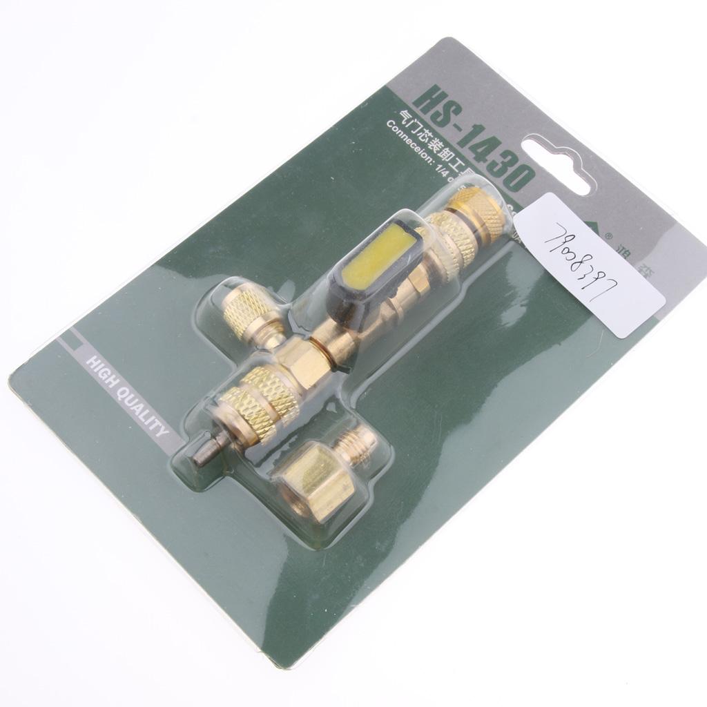 Valve Core Remover with Dual Size SAE 1/4&5/16 Port HVAC Installer Tool Set