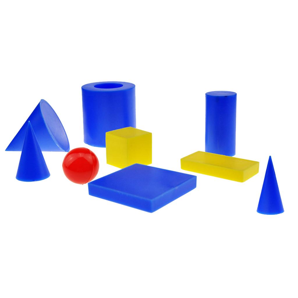 8pcs Plastic Geometric Solids 3-D Shapes Mathematics Manipulatives Toy