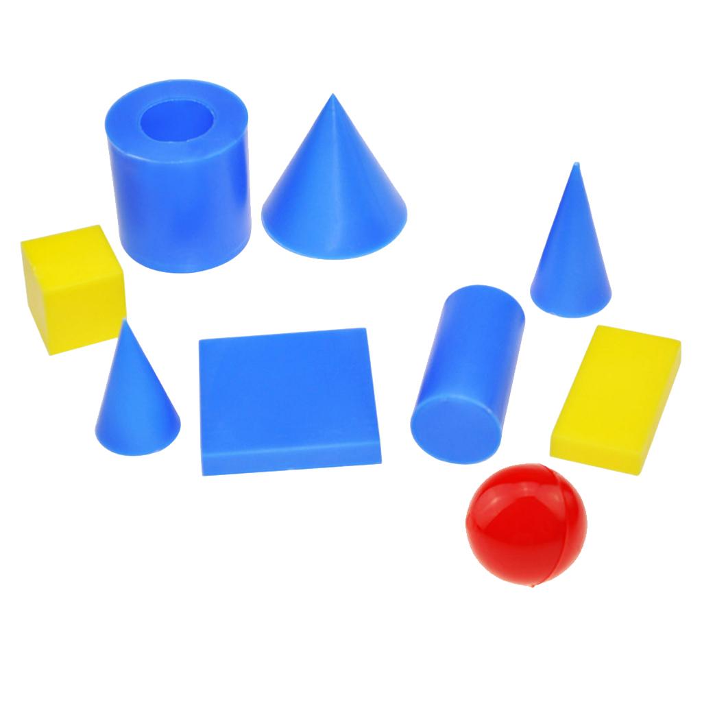 8pcs Plastic Geometric Solids 3-D Shapes Mathematics Manipulatives Toy