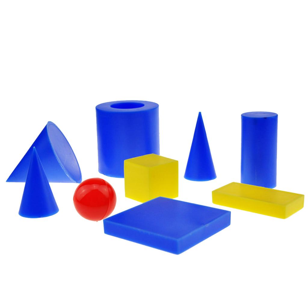 8pcs Plastic Geometric Solids 3-D Shapes Mathematics Manipulatives Toy