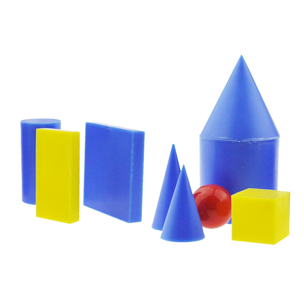 8pcs Plastic Geometric Solids 3-D Shapes Mathematics Manipulatives Toy