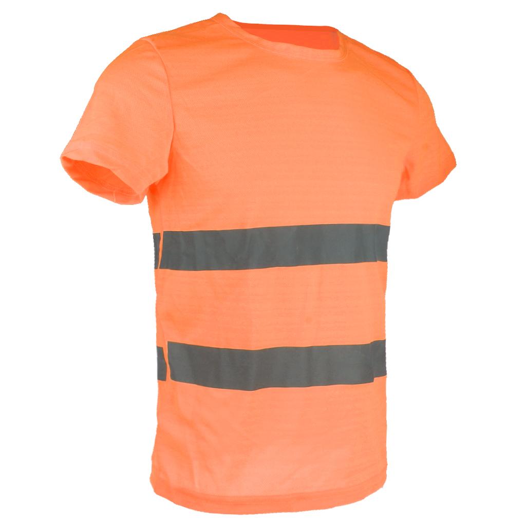 Reflective T Shirt Safety Quick High Visibility Short Sleeve L-XXXL Orange XL