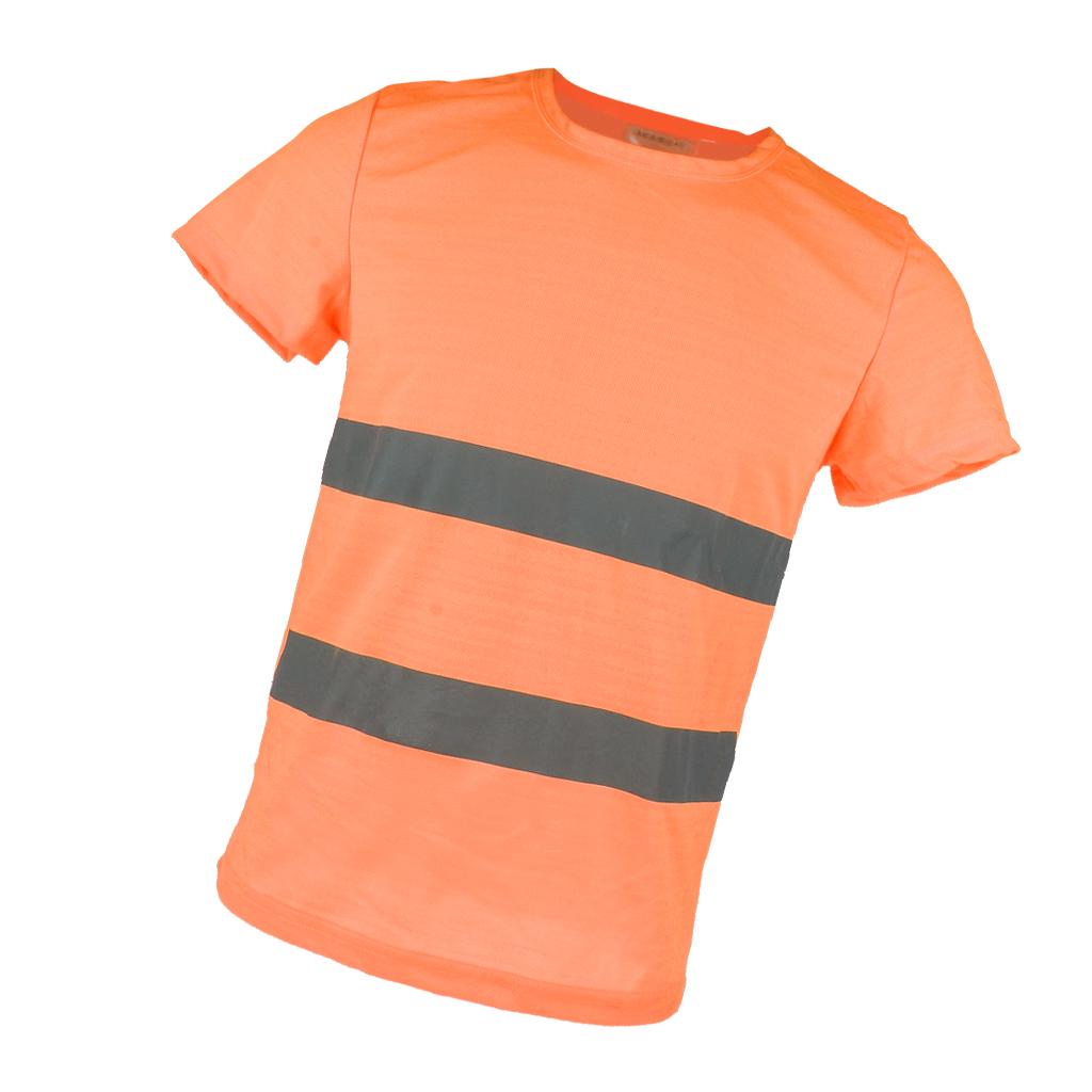 Reflective T Shirt Safety Quick High Visibility Short Sleeve L-XXXL Orange XL