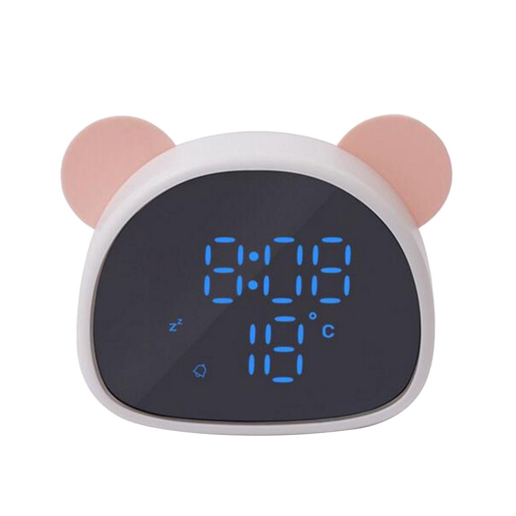 Panda Mirror Alarm Clock Voice Control Led Digital Clock  Pink-White