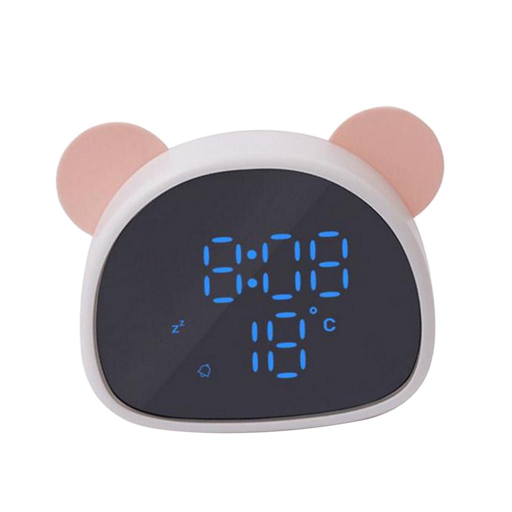 Panda Mirror Alarm Clock Voice Control Led Digital Clock  Pink-White