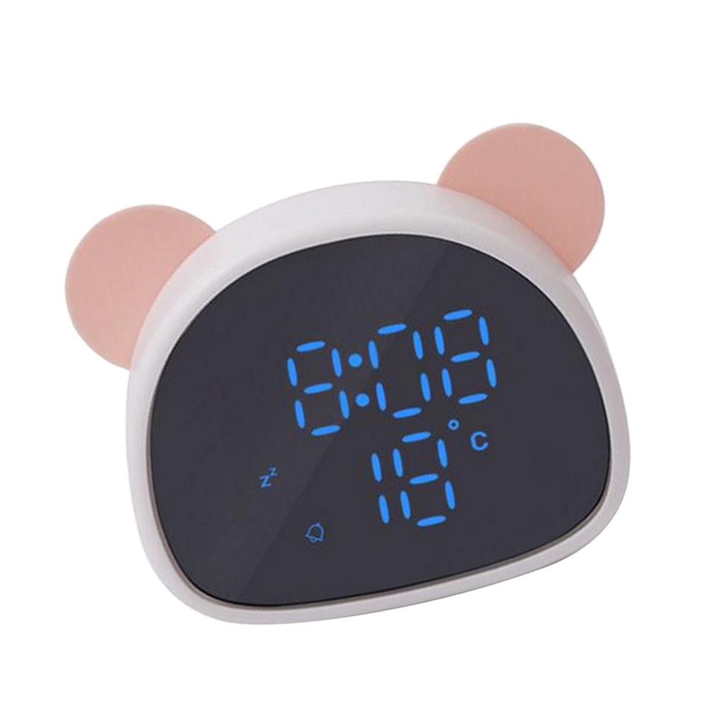 Panda Mirror Alarm Clock Voice Control Led Digital Clock  Pink-White