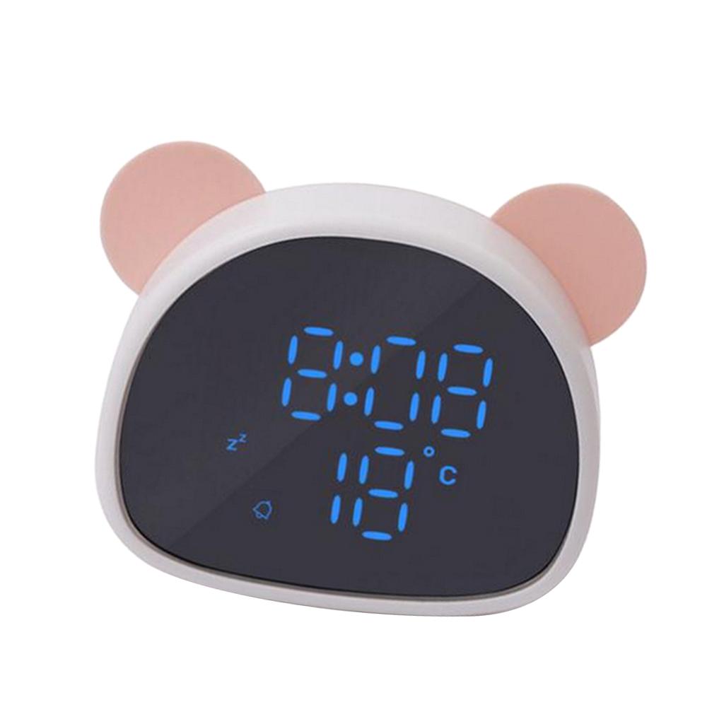 Panda Mirror Alarm Clock Voice Control Led Digital Clock  Pink-White