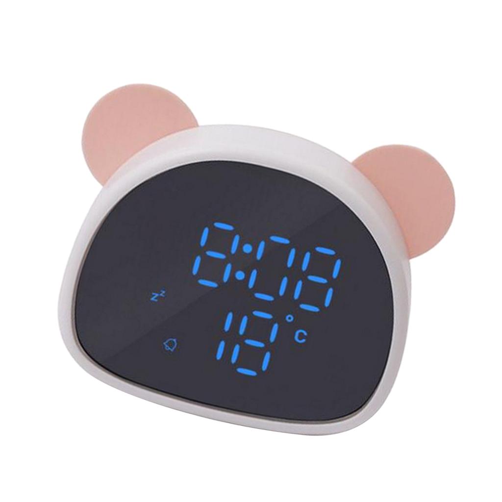 Panda Mirror Alarm Clock Voice Control Led Digital Clock  Pink-White