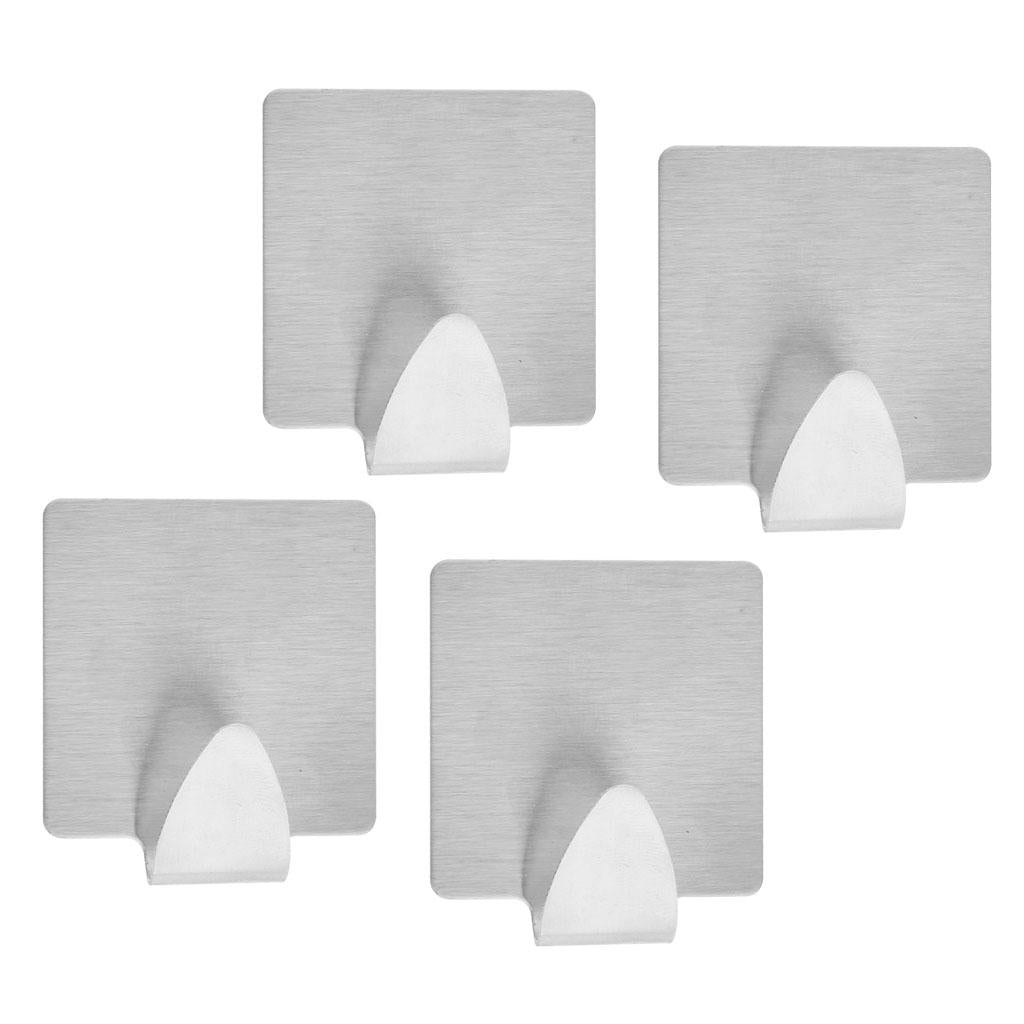 4Pcs Self Adhesive Bathroom Wall Door Stainless Steel Holder Hook Hanger D