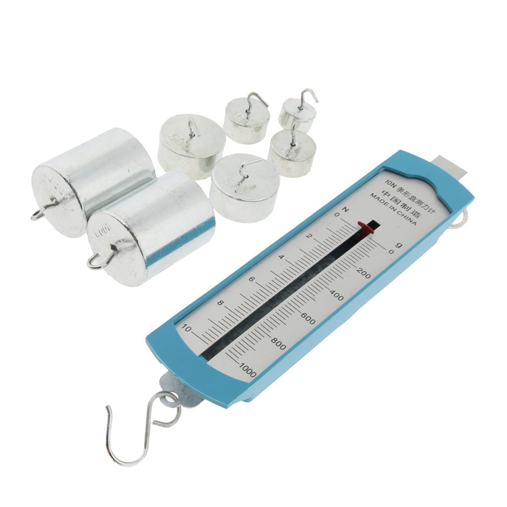 Lab Spring Dynamometer Spring Balance Hook Weight Set Force Meter Dual Scale