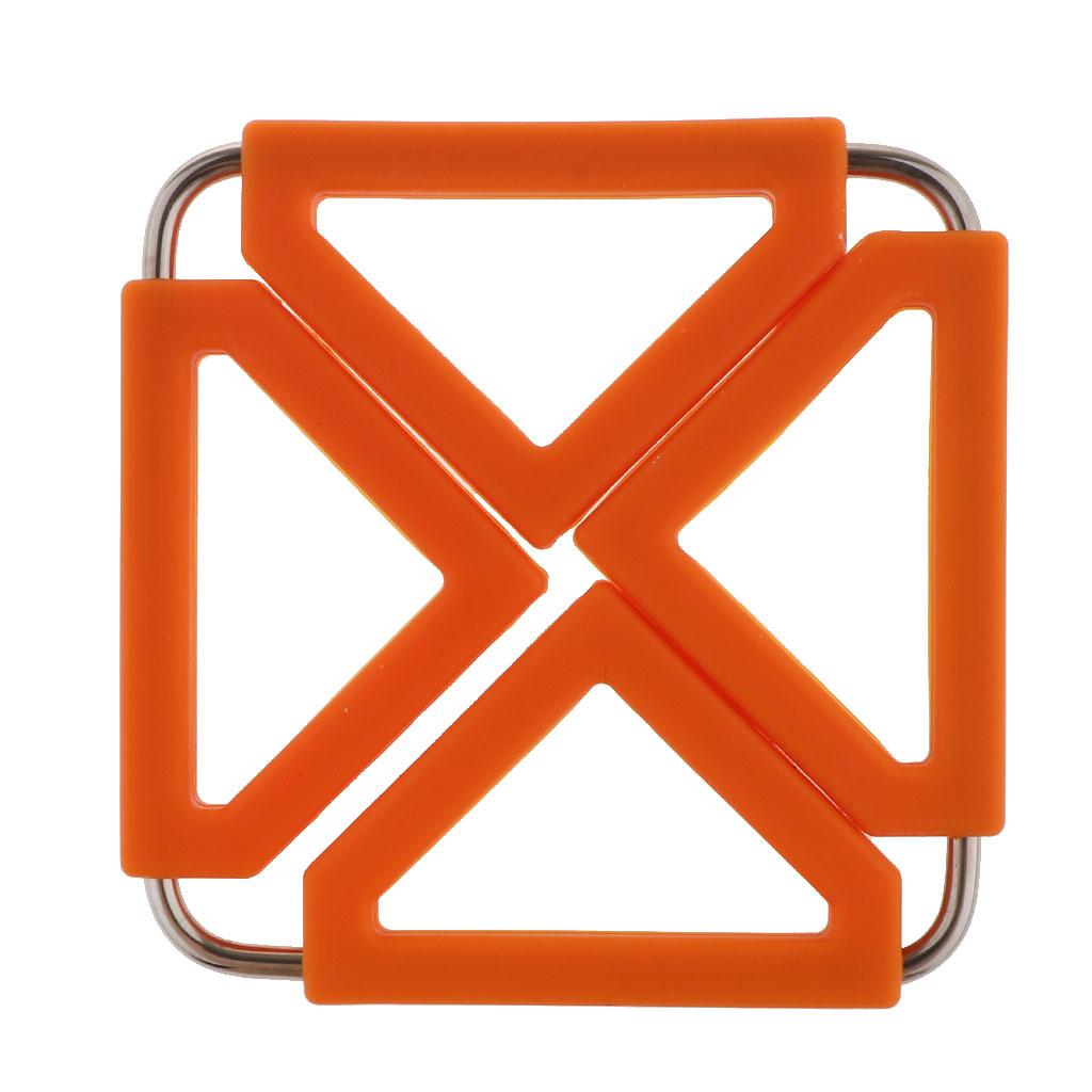 Foldable Hot Pan Pot Holder Stand Trivet Table Mat Pad Home Kitchen Orange