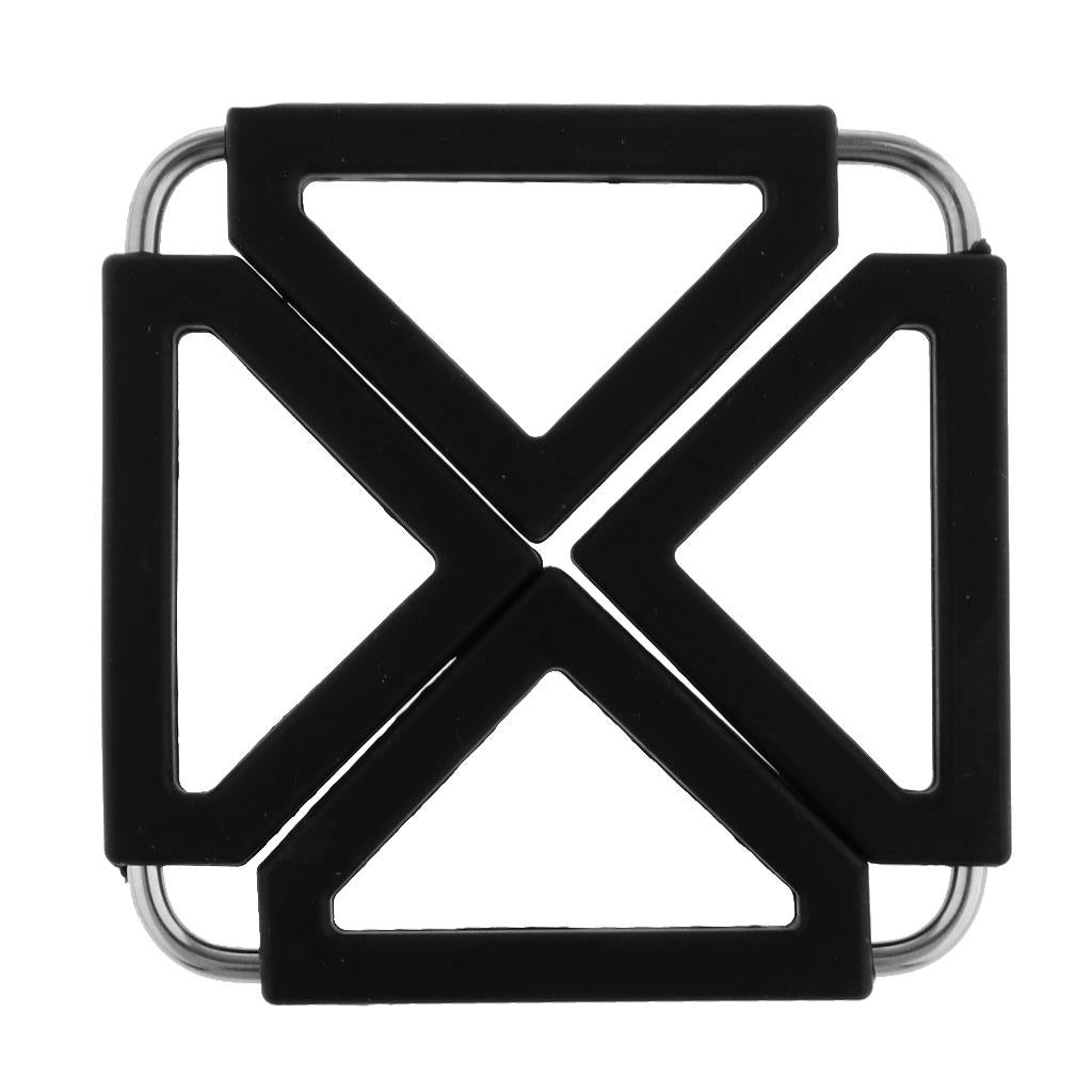 Foldable Hot Pan Pot Holder Stand Trivet Table Mat Pad Home Kitchen Black