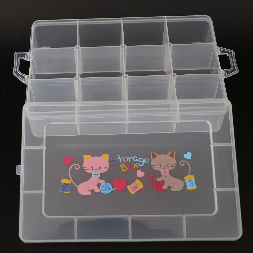 Clear Plastic Jewelry Box Storage Organizer Container 12 Grids Small