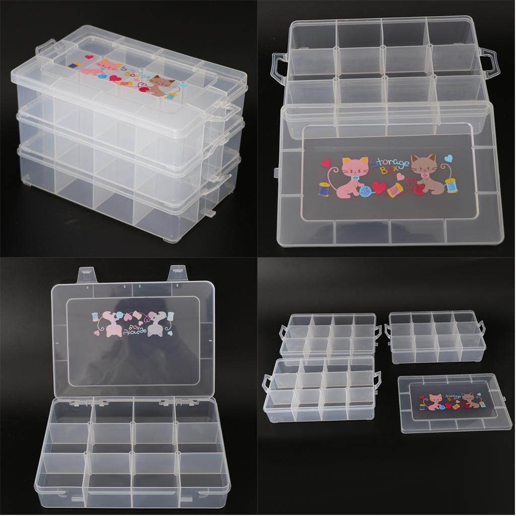 Clear Plastic Jewelry Box Storage Organizer Container 12 Grids Small