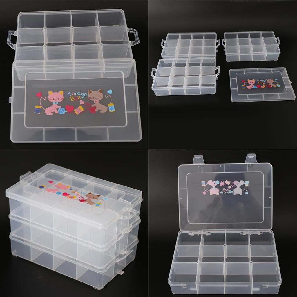 Clear Plastic Jewelry Box Storage Organizer Container 12 Grids Small