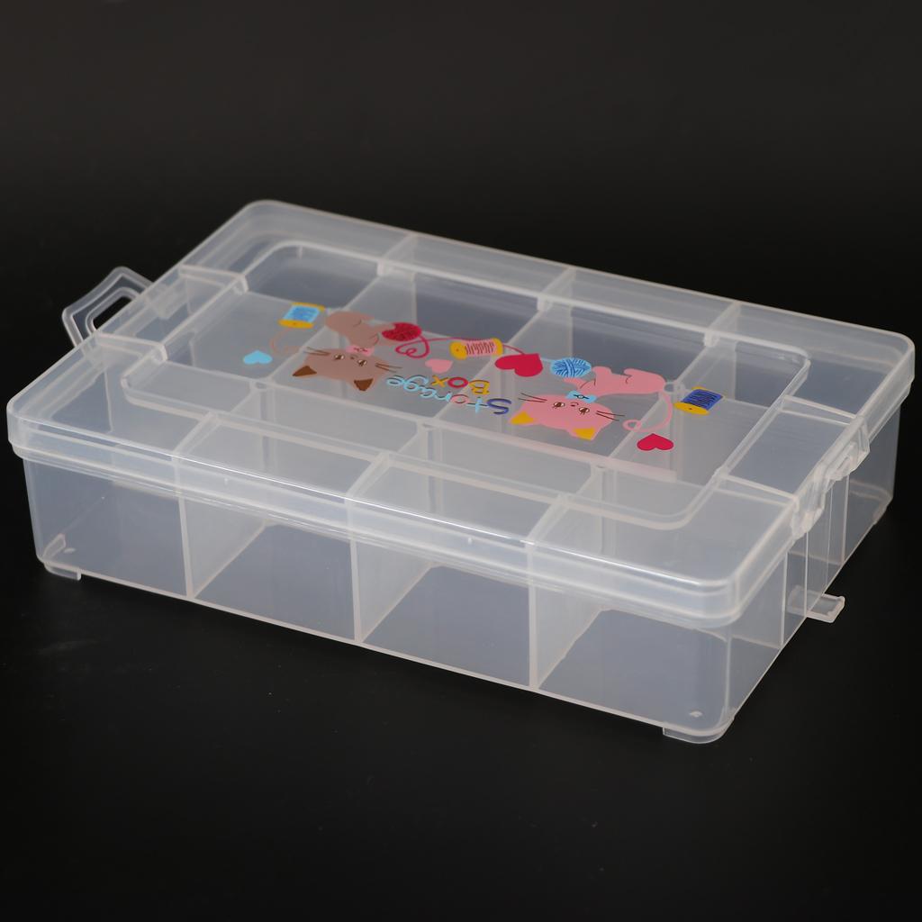 Clear Plastic Jewelry Box Storage Organizer Container 12 Grids Small