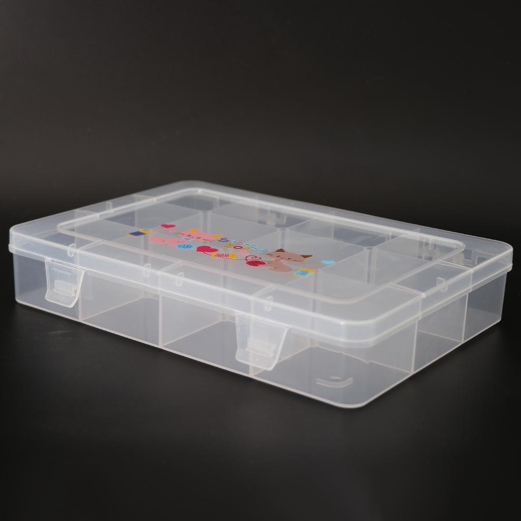 Clear Plastic Jewelry Box Storage Organizer Container 12 Grids Large