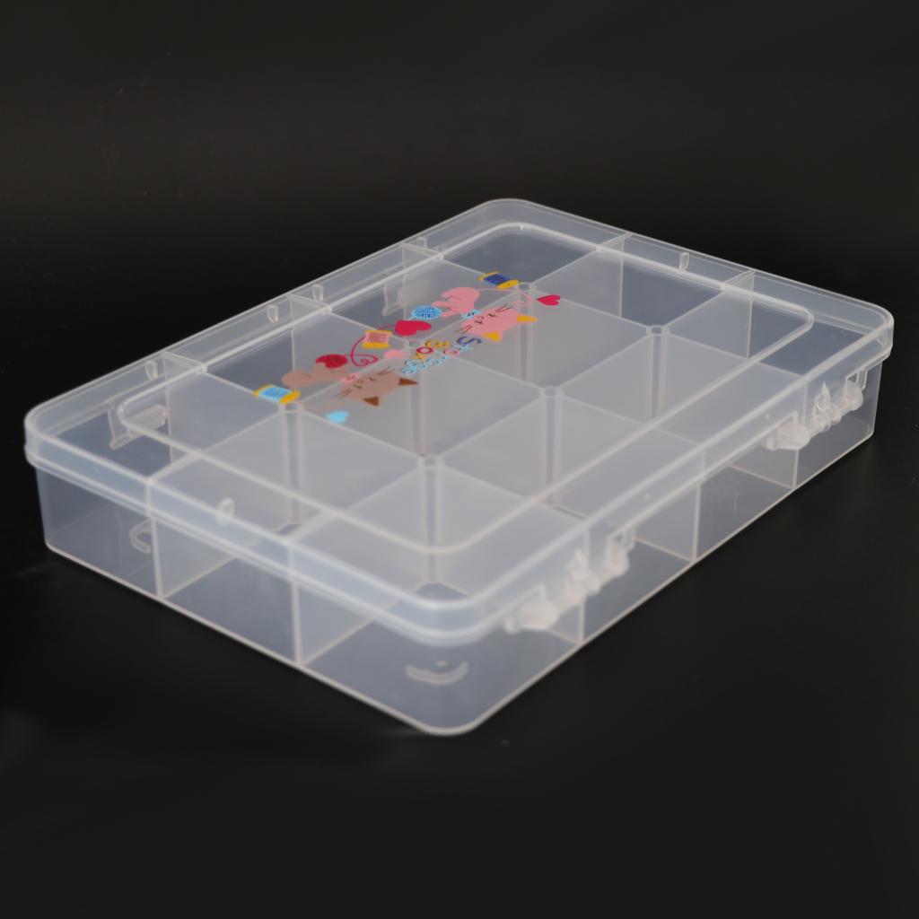 Clear Plastic Jewelry Box Storage Organizer Container 12 Grids Large