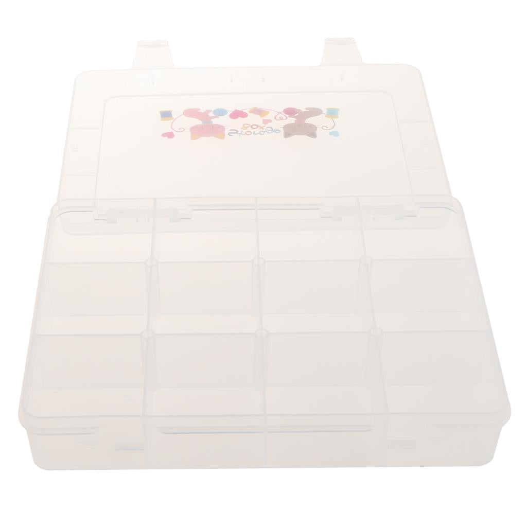 Clear Plastic Jewelry Box Storage Organizer Container 12 Grids Large