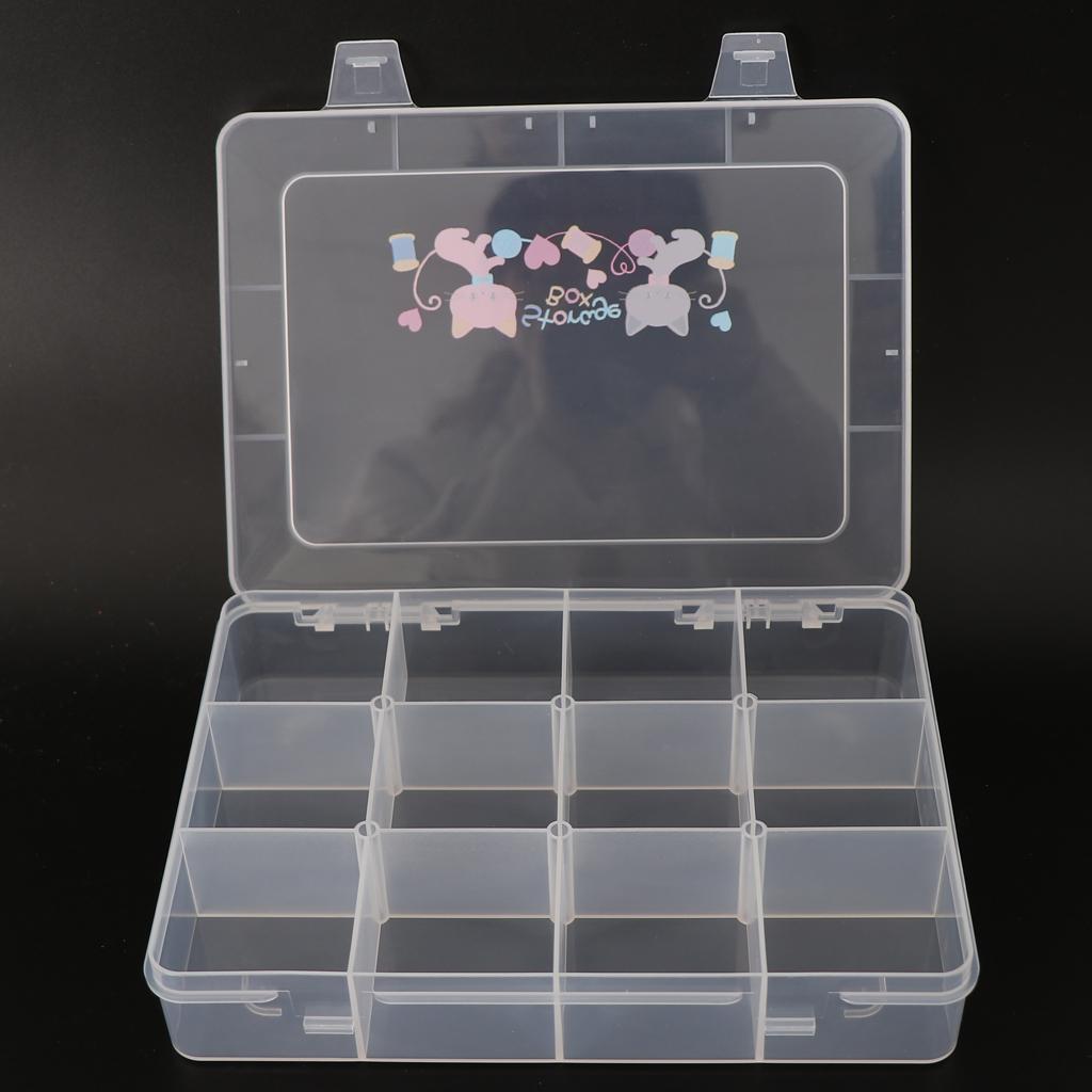 Clear Plastic Jewelry Box Storage Organizer Container 12 Grids Large