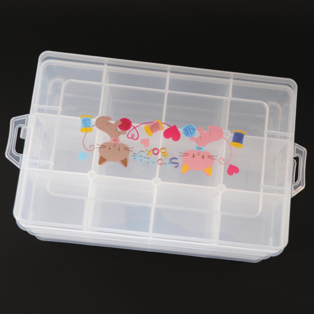 Clear Plastic Jewelry Box Storage Organizer Container 3-Tier 36 Grids