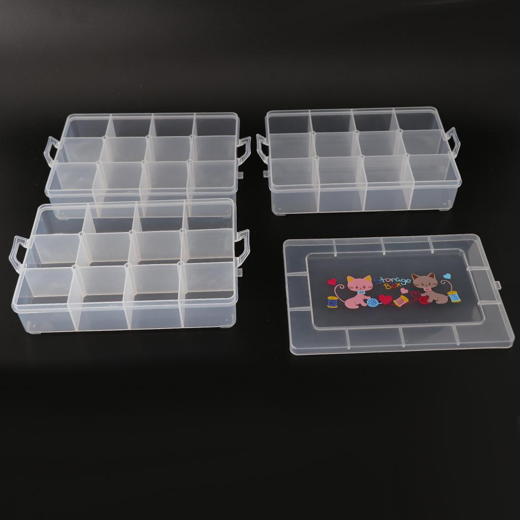 Clear Plastic Jewelry Box Storage Organizer Container 3-Tier 36 Grids