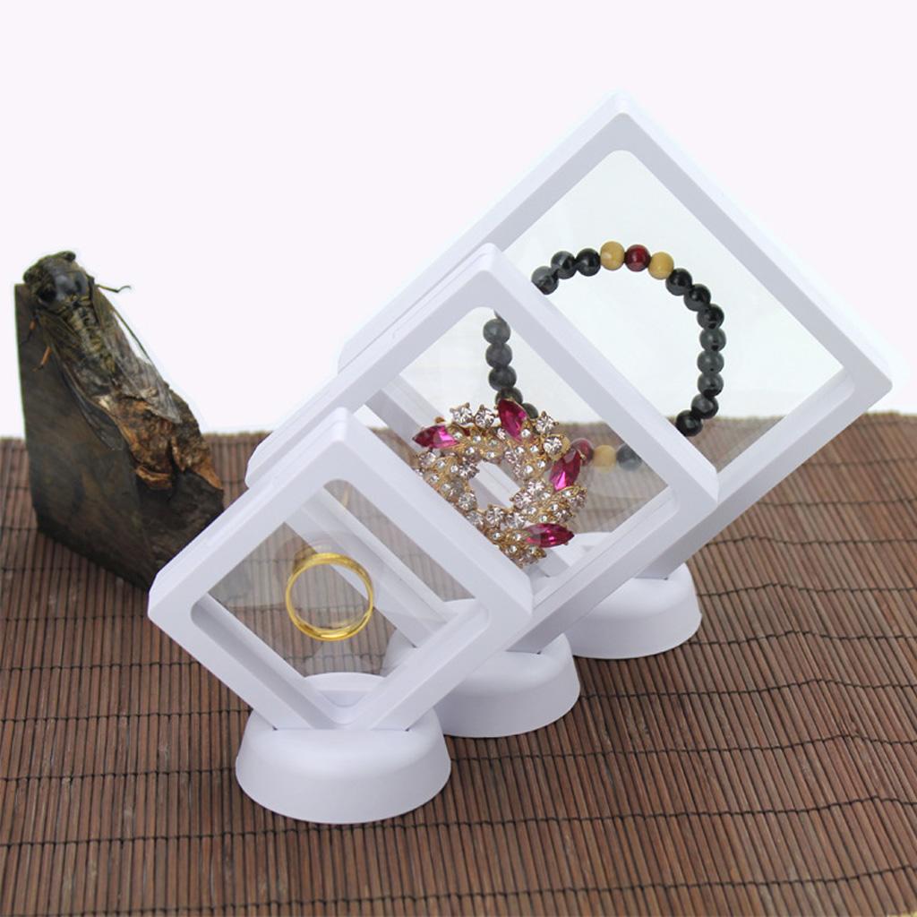 3D Floating Jewelry Display Frame Case Box Stand Rack Holder, White 9x23cm