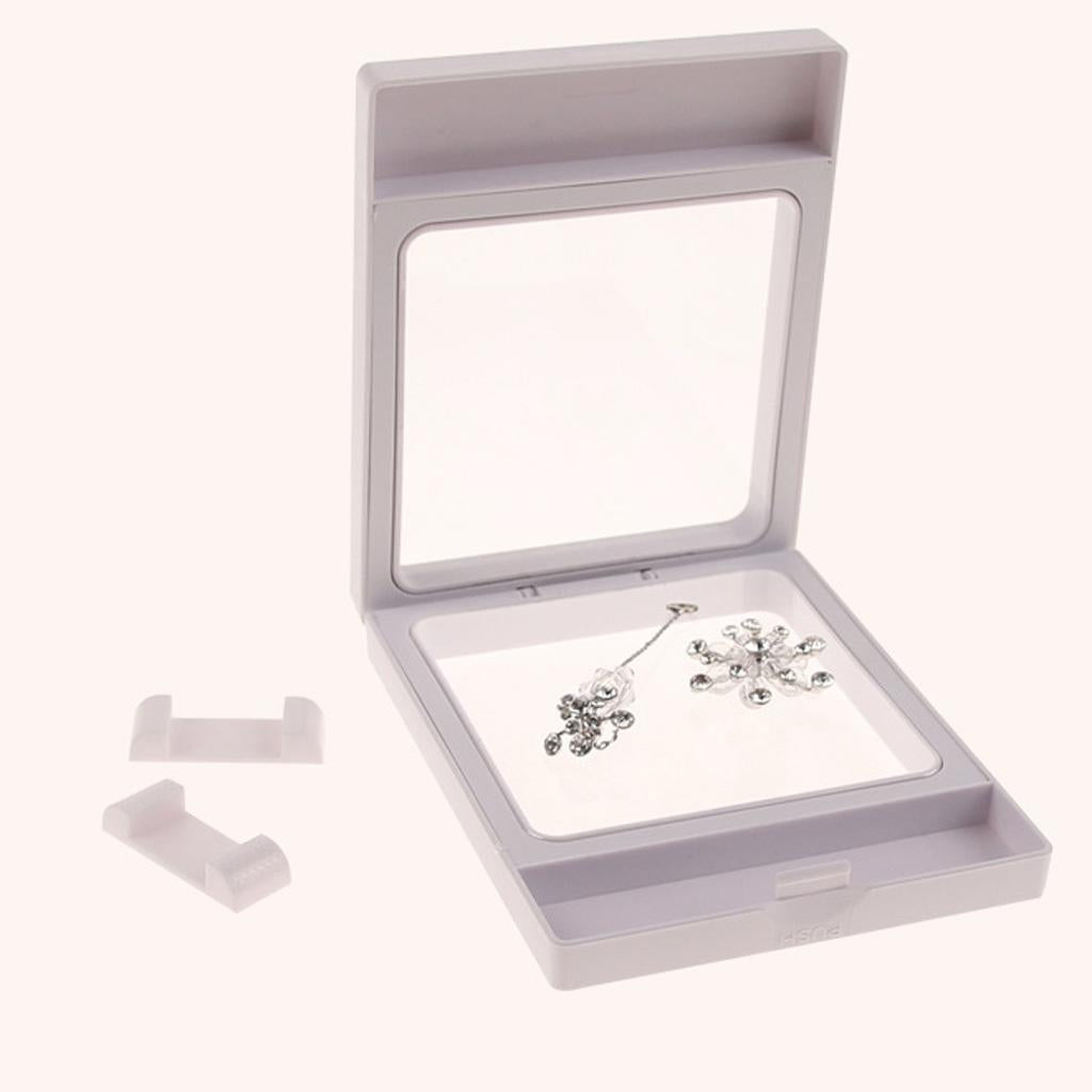 3D Floating Jewelry Display Frame Case Box Stand Rack Holder, White 9x23cm