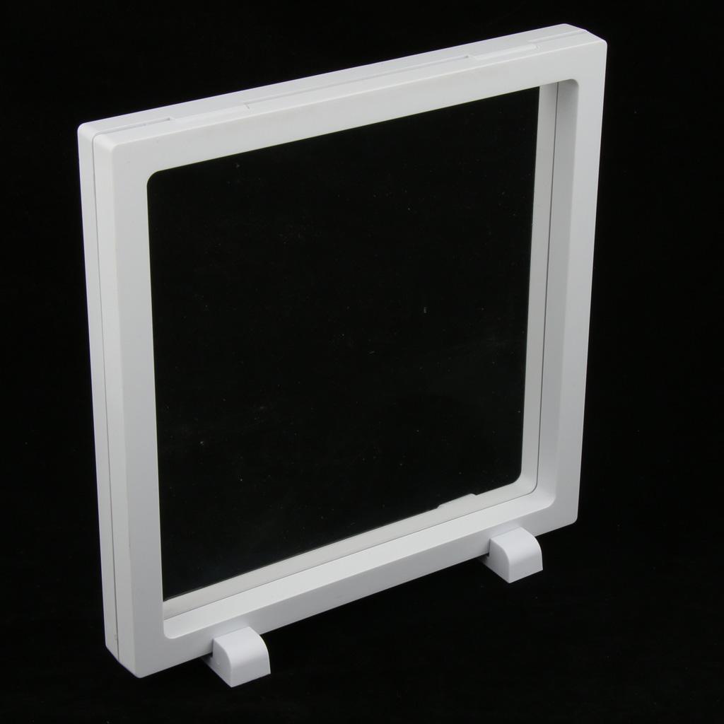 3D Floating Jewelry Display Frame Case Box Stand Rack Holder, White 18x18CM