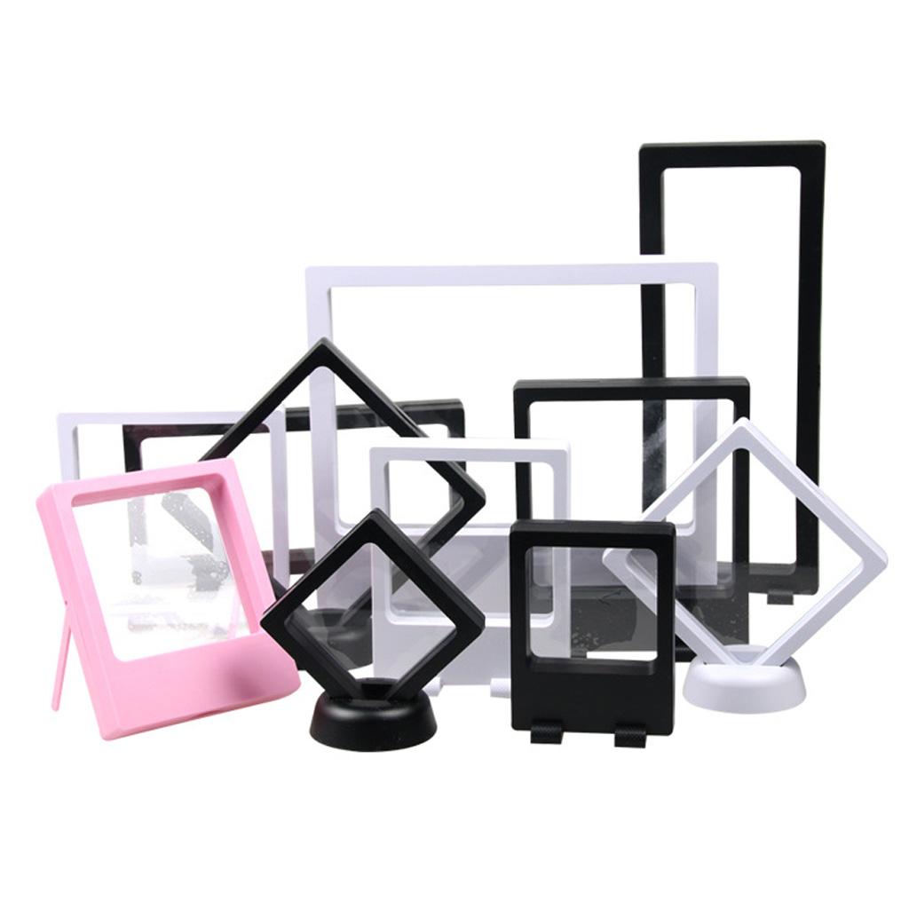 3D Floating Jewelry Display Frame Case Box Stand Rack Holder, White 18x18CM