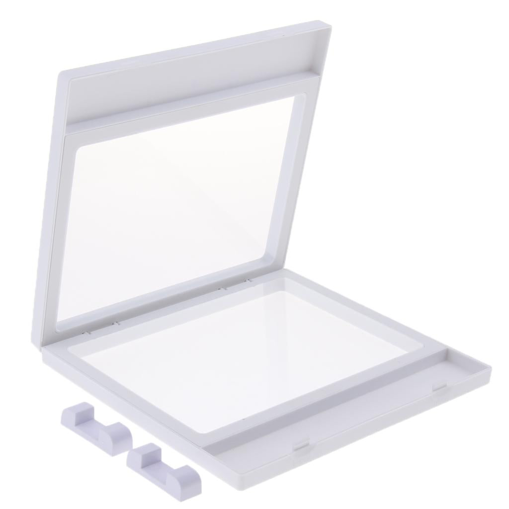 1Piece 3D Floating Jewelry Display Frame Case Box Coin Display Stand Rack, White, Durable