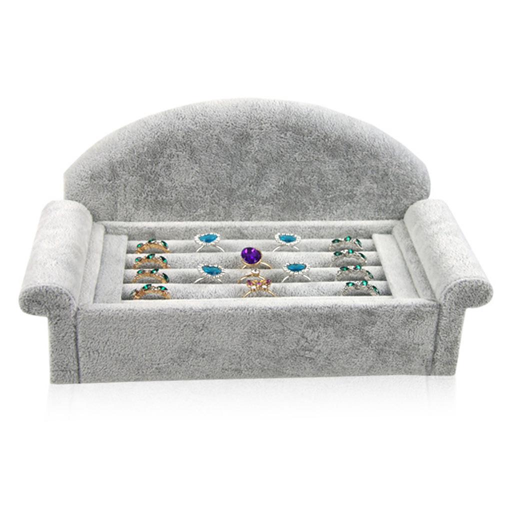 Sofa Shape Ring Display Rack Ice Flower Velvet Jewelry Display Rack Black