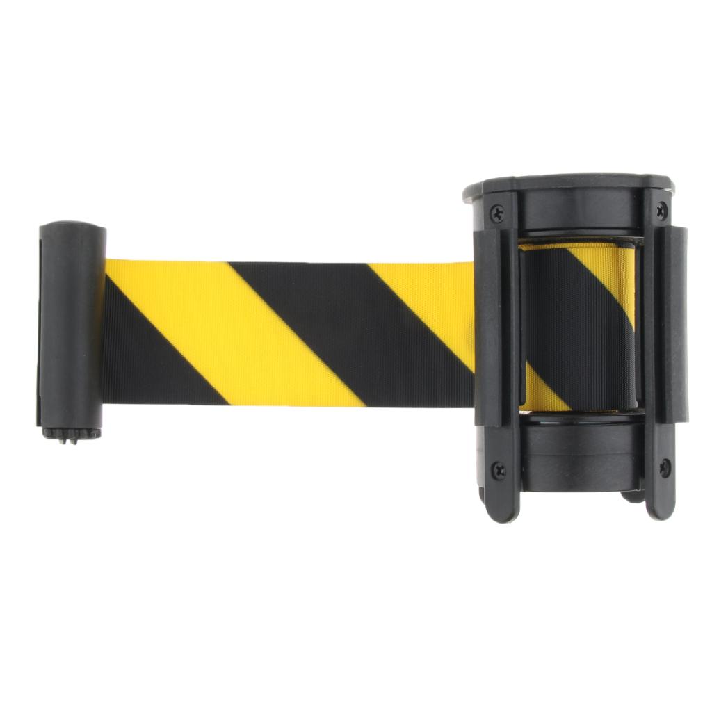 Stanchion Queue Barrier Extended Retractable Belt 2m Yellow Black Stripes