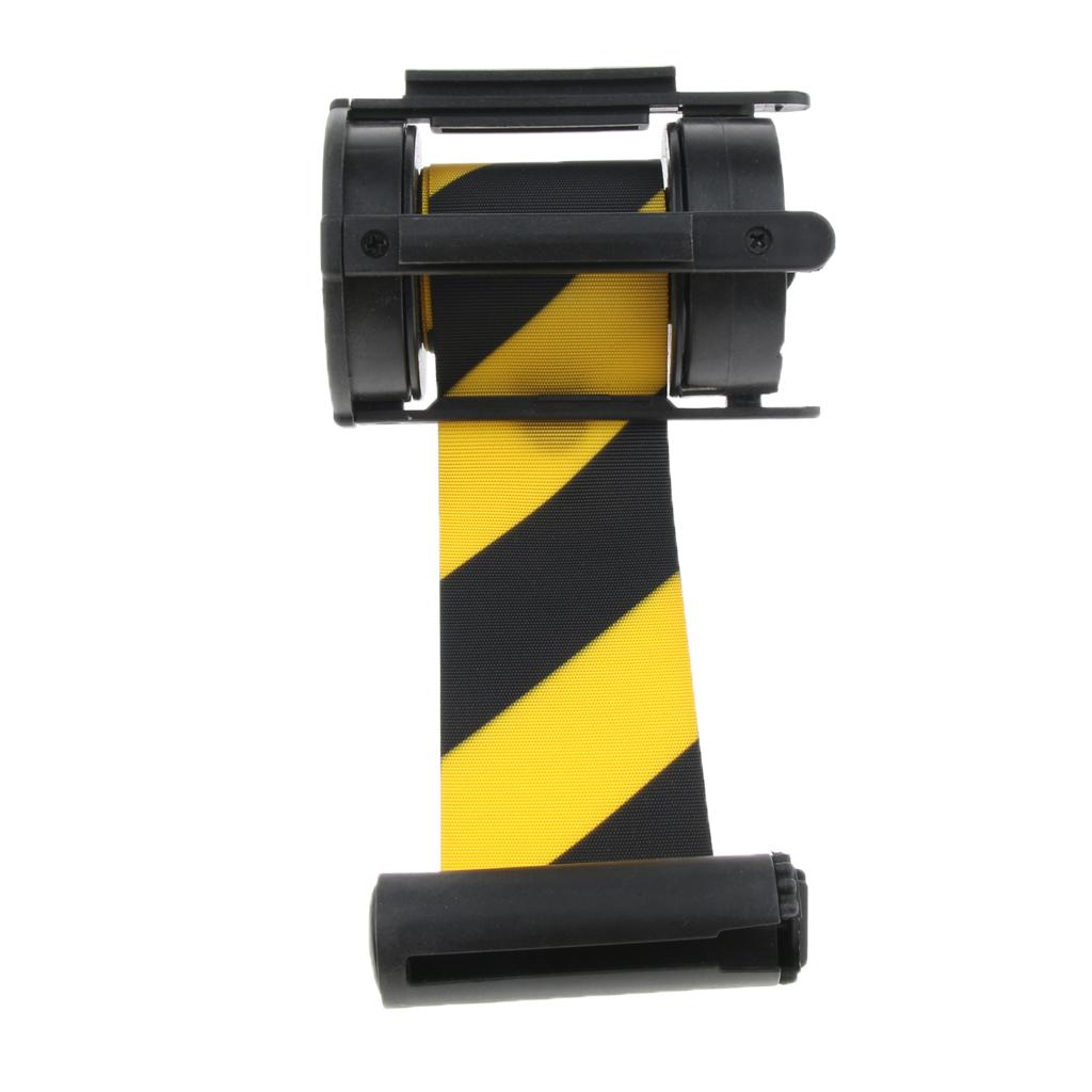 Stanchion Queue Barrier Extended Retractable Belt 2m Yellow Black Stripes