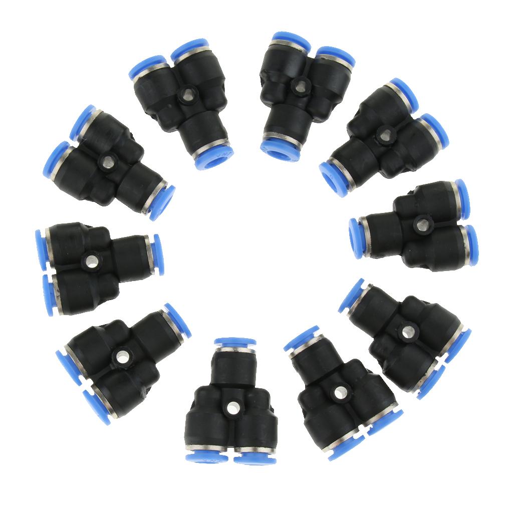 3xPush To Connect Fitting, Pneumatic Y Connector Air Hose Tube 10 Pcs PY-6