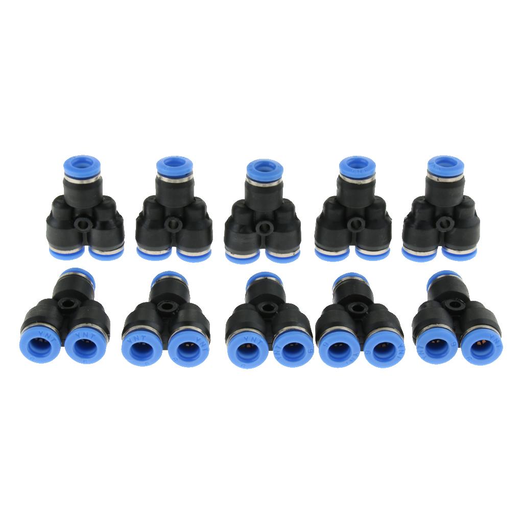 10 Pcs Push To Connect Fitting, Pneumatic Y Connector Tee Air Hose Tube 6mm