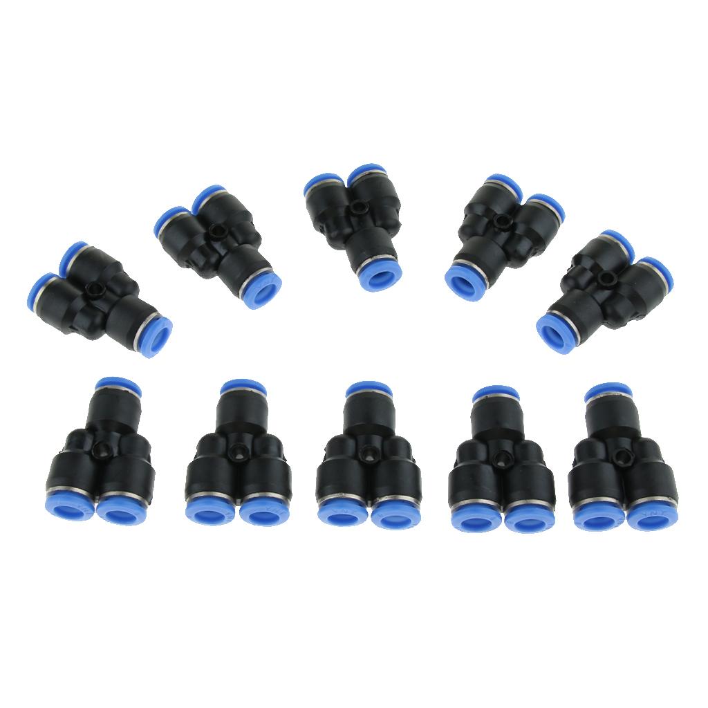 10 Pcs Push To Connect Fitting, Pneumatic Y Connector Tee Air Hose Tube 8mm