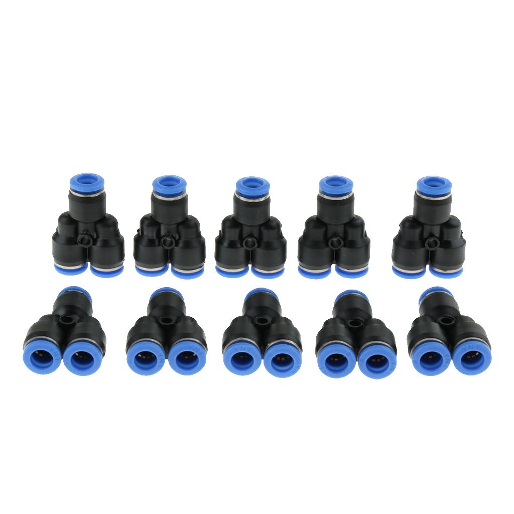 10 Pcs Push To Connect Fitting, Pneumatic Y Connector Tee Air Hose Tube 8mm