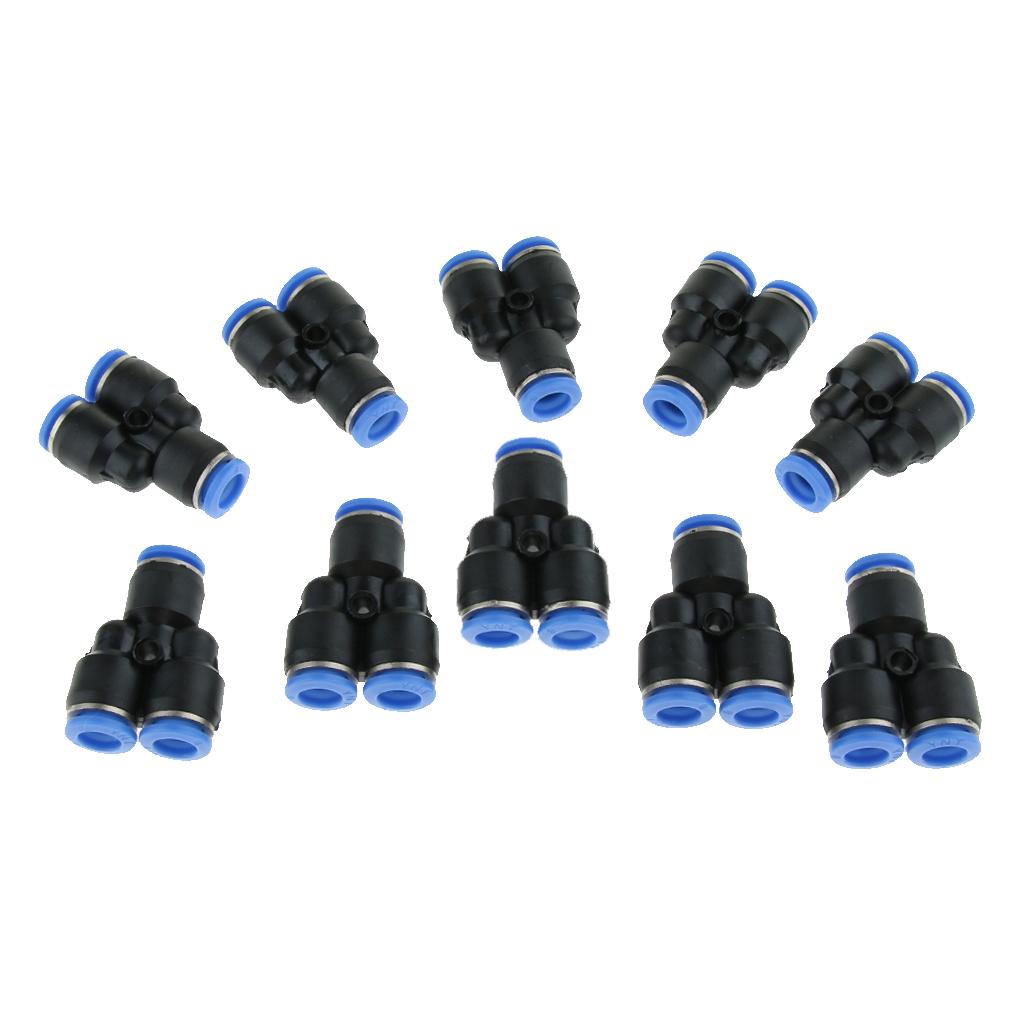 10 Pcs Push To Connect Fitting, Pneumatic Y Connector Tee Air Hose Tube 8mm