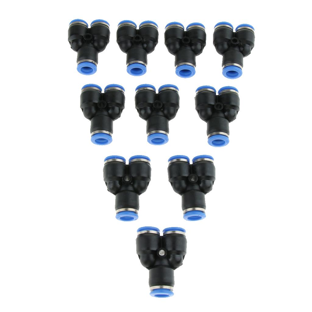 10 Pcs Push To Connect Fitting, Pneumatic Y Connector Tee Air Hose Tube 10mm