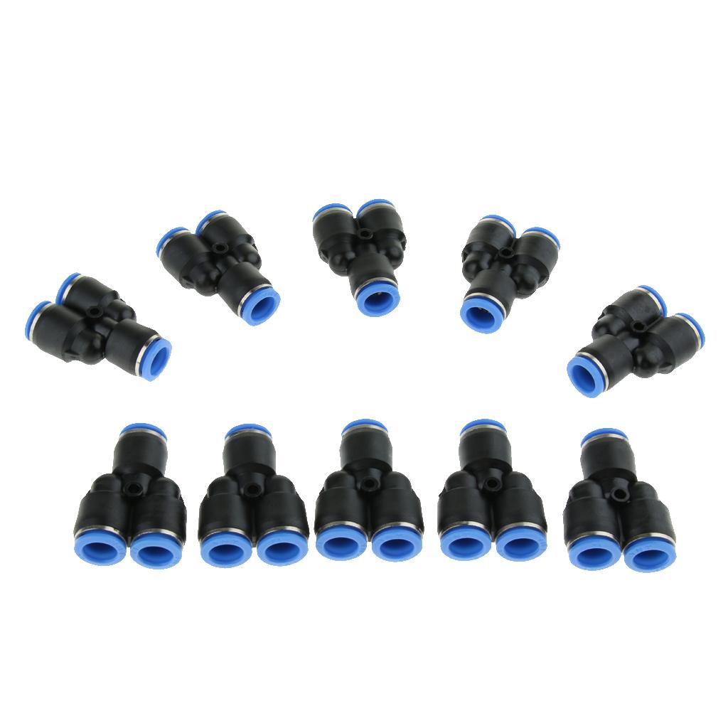 10 Pcs Push To Connect Fitting, Pneumatic Y Connector Tee Air Hose Tube 12mm