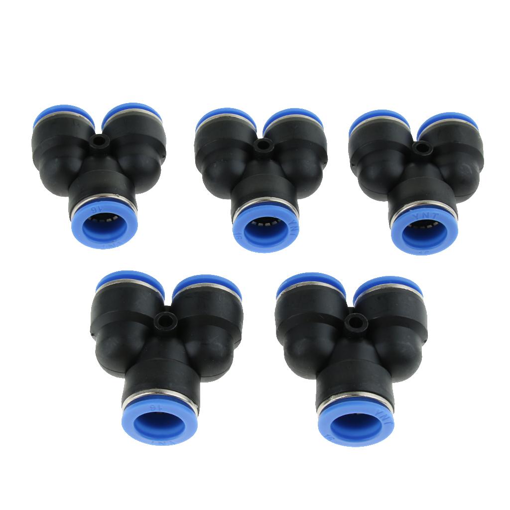 5 Pcs Push To Connect Fitting, Pneumatic Y Connector Tee Air Hose Tube 16mm