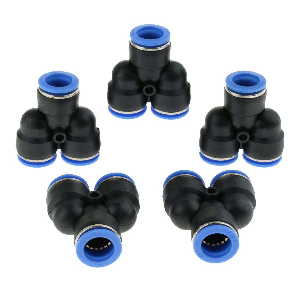 5 Pcs Push To Connect Fitting, Pneumatic Y Connector Tee Air Hose Tube 16mm