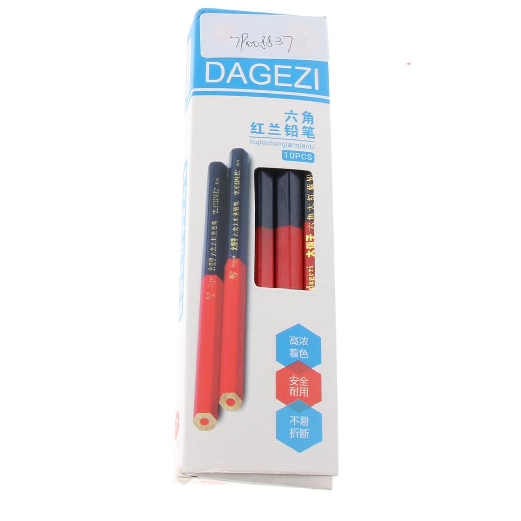 10Pcs Carpenter Pencils Blue And Red Lead For DIY Woodworking Marking Tool