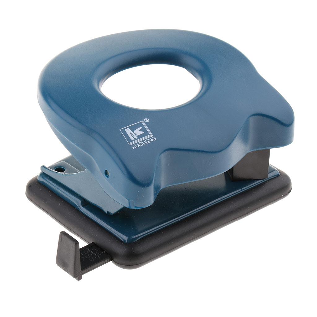 2 Hole Metal Paper Punch 1-20 Sheets Jam-Free with Adjustable Guide Blue